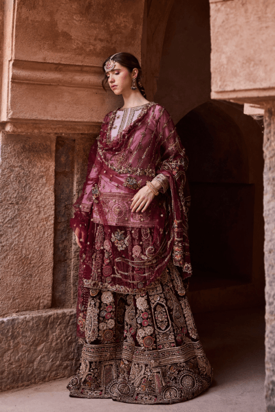 Maroon Velvet Sharara