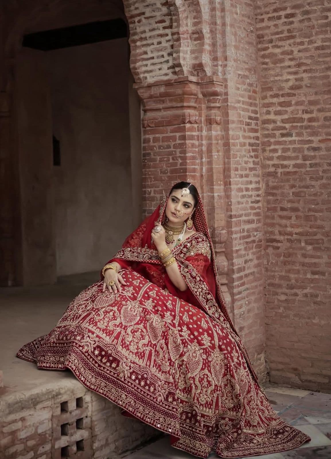 Bridal Brick Red Lehenga - view 3