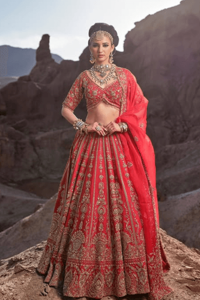 Rose Red Lehenga - view 1