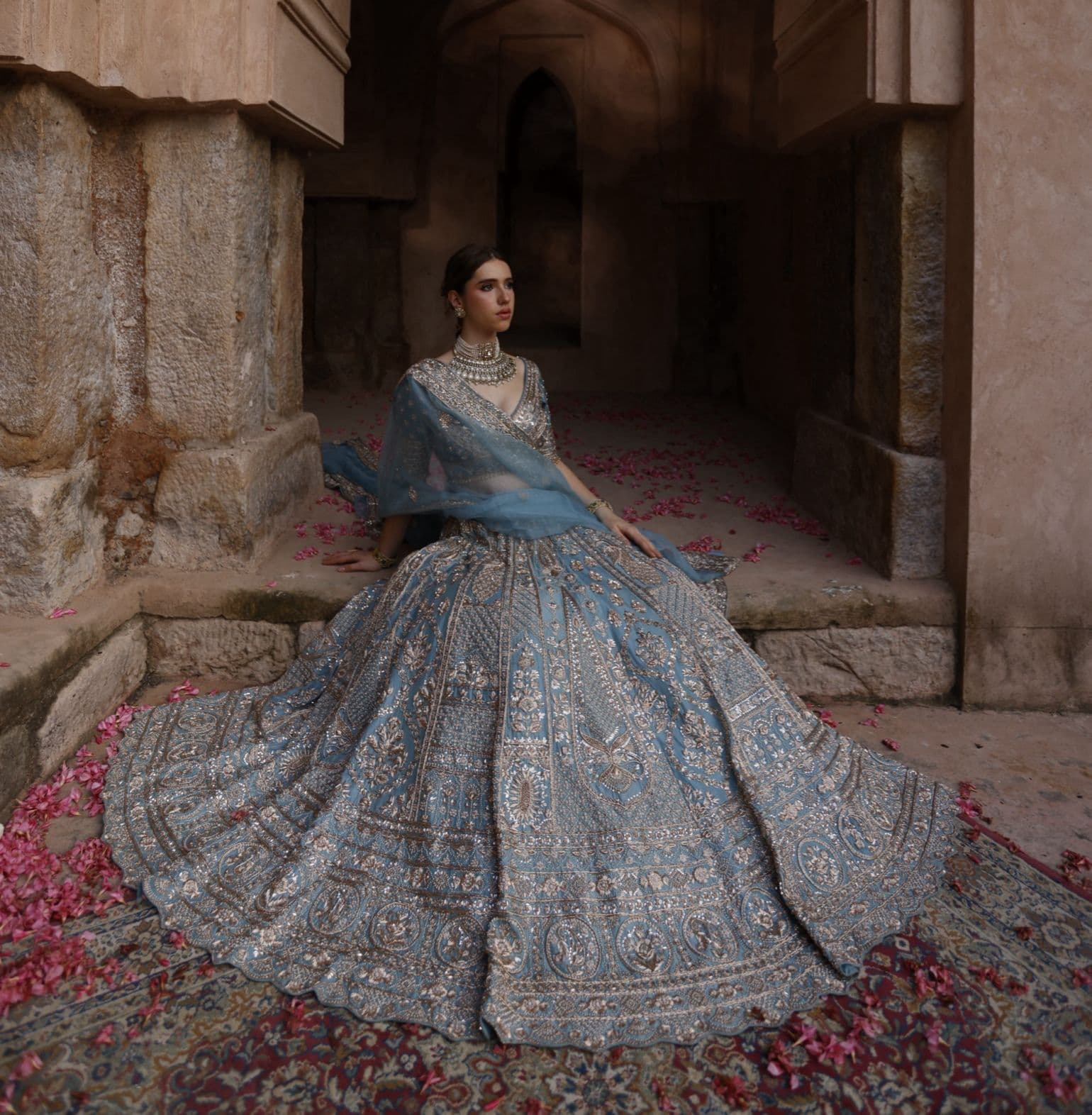 Powder Blue Lehenga - view 2