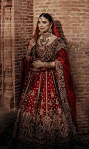 Bridal Brick Red Lehenga thumbnail 1