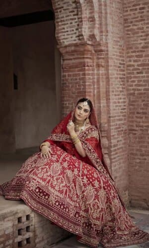 Bridal Brick Red Lehenga thumbnail 3