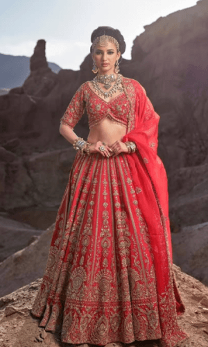 Rose Red Lehenga thumbnail 1
