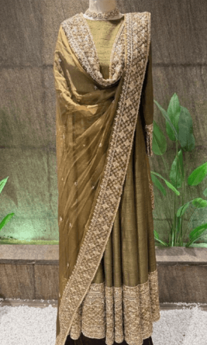 Olive Green Anarkali thumbnail 1