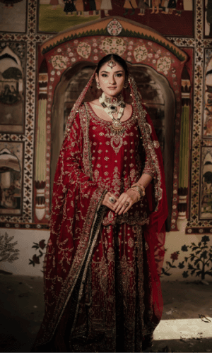 Bridal Maroon Sharara thumbnail 1