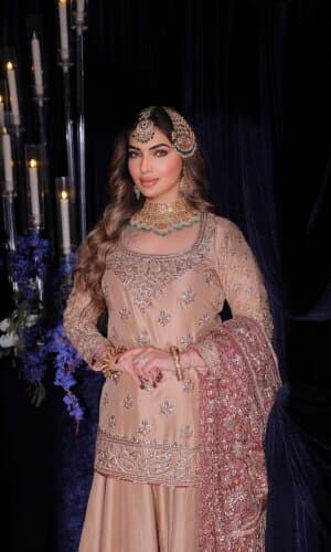 Beige Sharara With Jaal Dupatta thumbnail 2