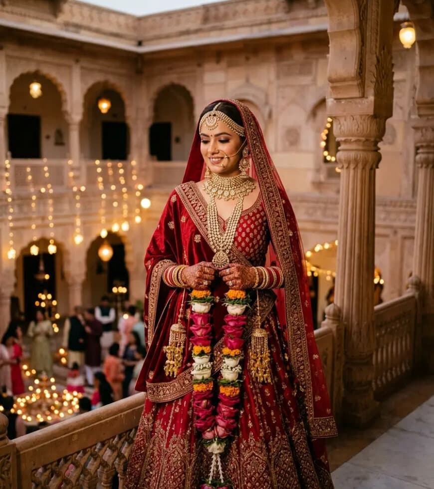 The Noor-e-Shahana Heirloom in Royal Crimson Silk & 24k Gold Zari