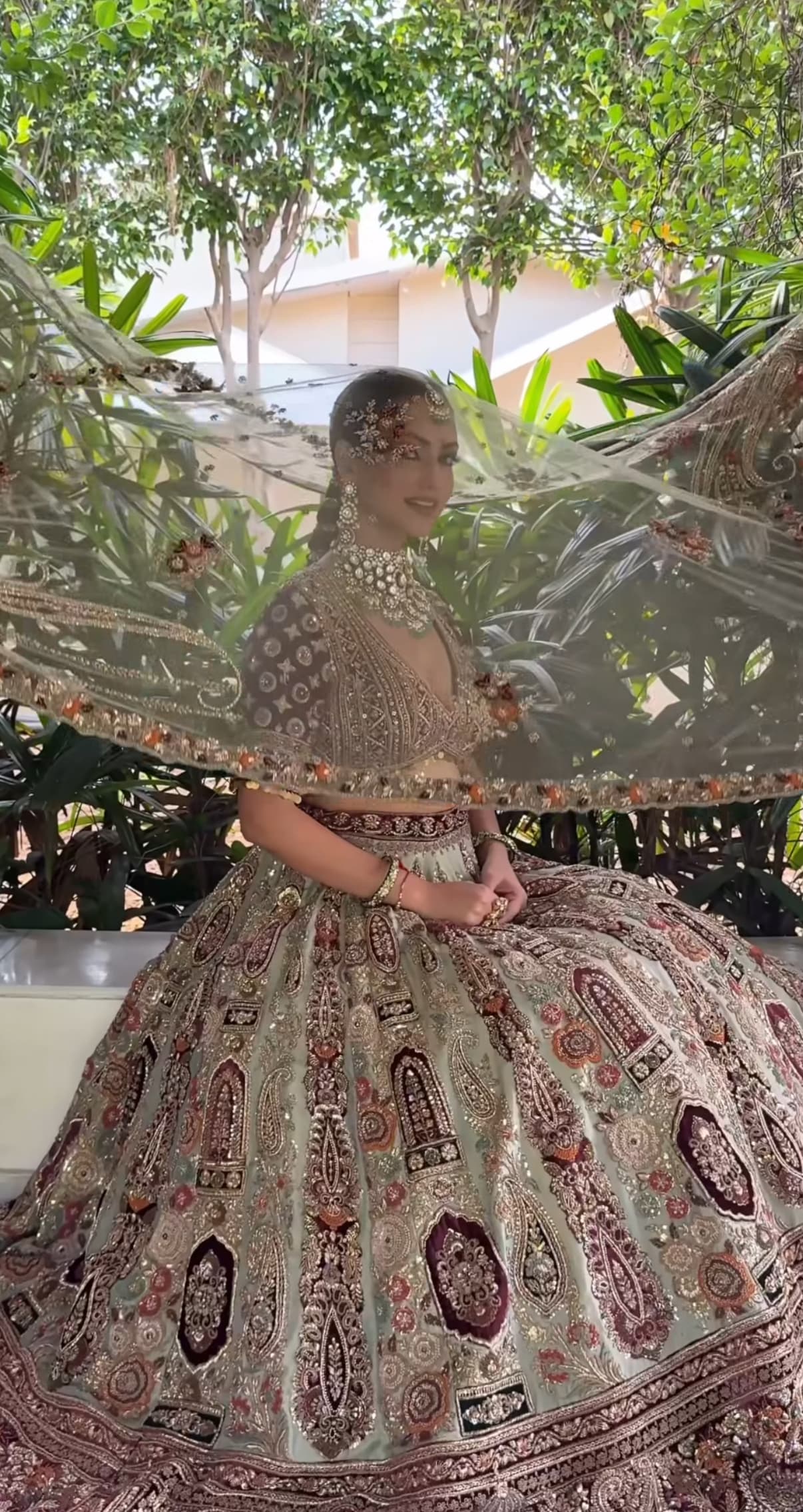 Bridal Pista Green Lehenga - view 2