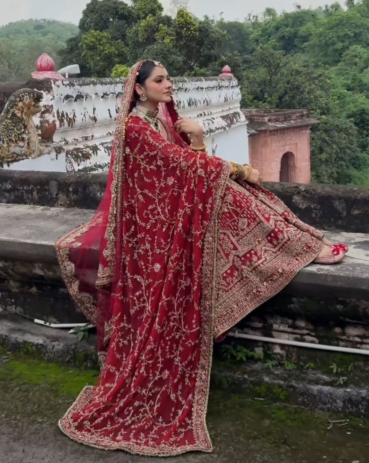 Bridal Maroon Sharara - view 3