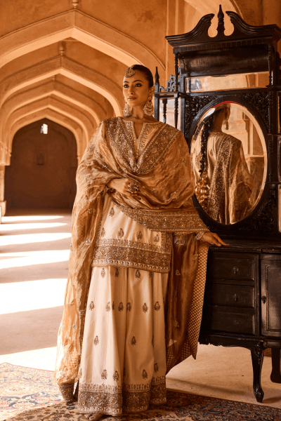Bridal Ivory Sharara - view 1