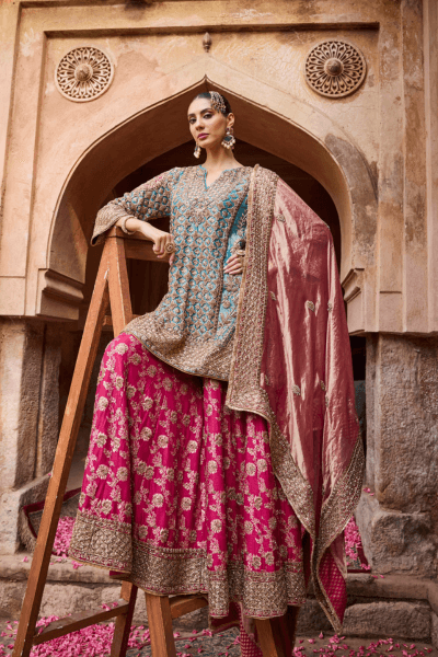 Bridal Pink Sharara - view 1